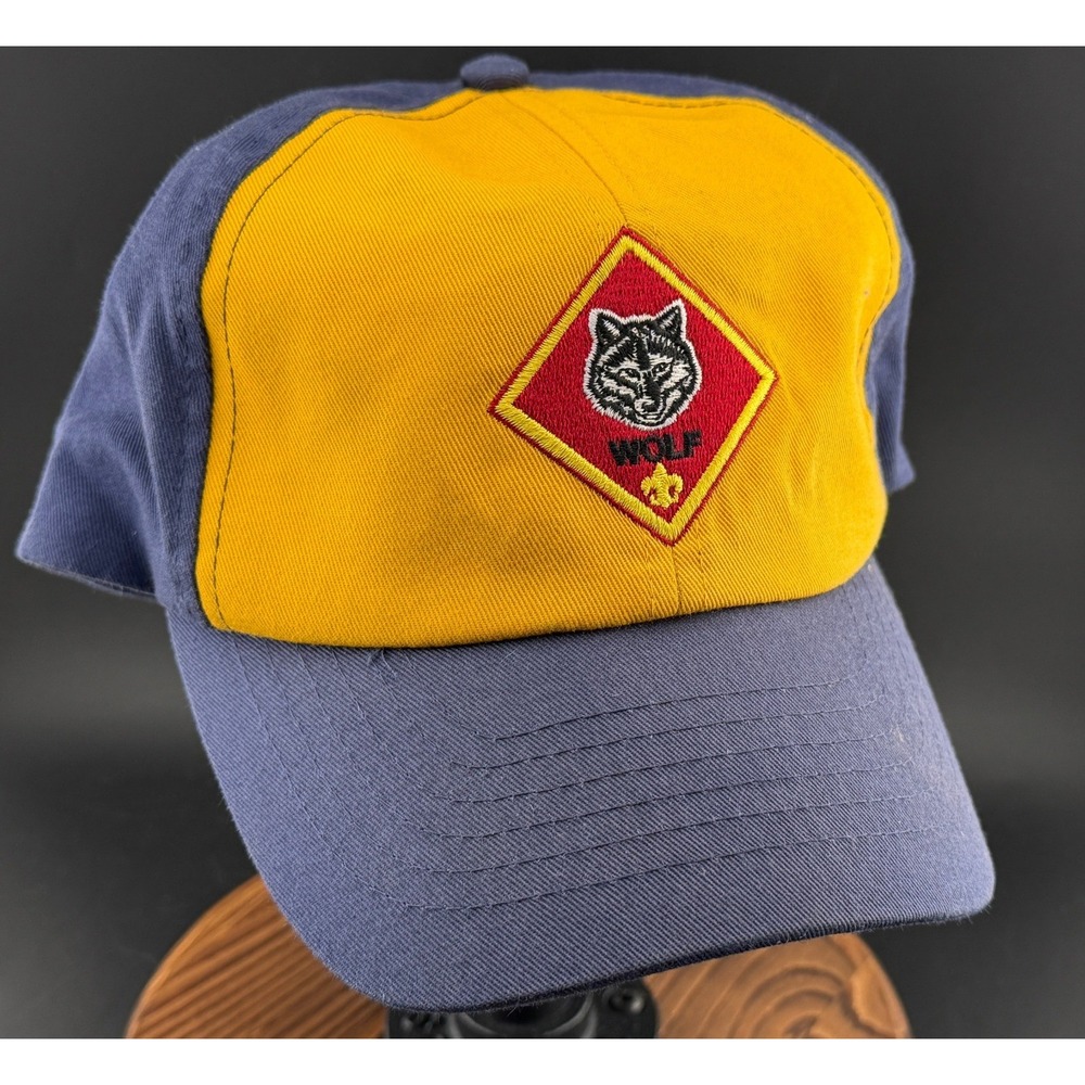 Vintage Cub Scouts Wolf Rank-Youth Cap, Blue Yellow, Adjustable, OSFA